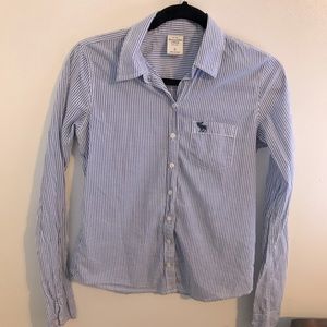 A&F Blue Stripe Button Down Blouse